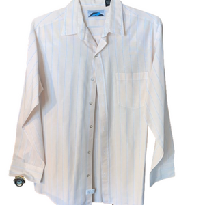 Electric ave peach and white stripe  Medium dress up shirt on rack